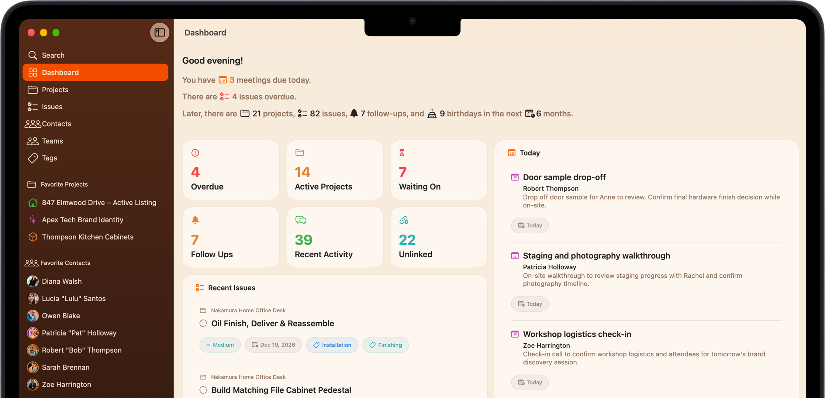 Clients dashboard on Mac